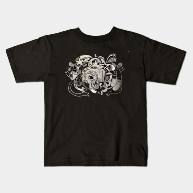 Eyeball Camera Kids T-Shirt by dannihudson